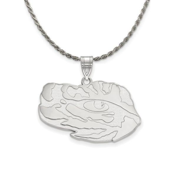 Sterling Silver Louisiana State Lg Logo Pendant Necklace - 26 In - Picture 1 of 7
